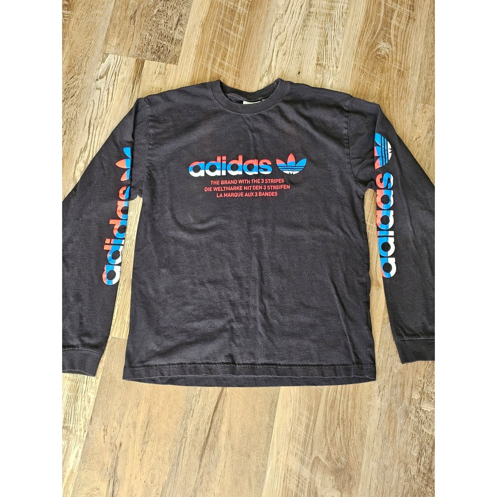 Adidas Originals Mens Long Sleeve T-Shirt‎ Black Trefoil Gradient Logo Size M